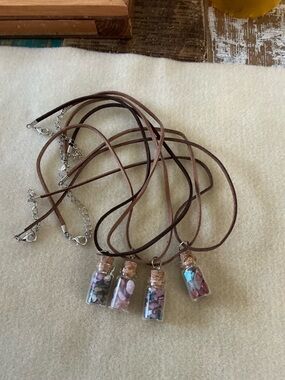 Set of 4 Handmade crystal chip Pendant Necklaces, NWOT